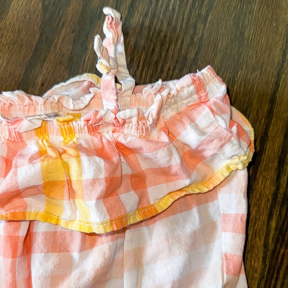 OshKosh B’gosh Pink & Yellow Plaid Sleeveless Romper | 18M - Picture 4 of 8